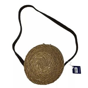 Artisan Round Purse Small Basket Purse Crossbody Unique Dhaka Leather Strap Boho